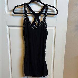 White House Black Market Black Tank Top with White Accents